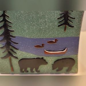 Donna Sharp Bear Lake Ceramic Embossed Toothbrush Holder